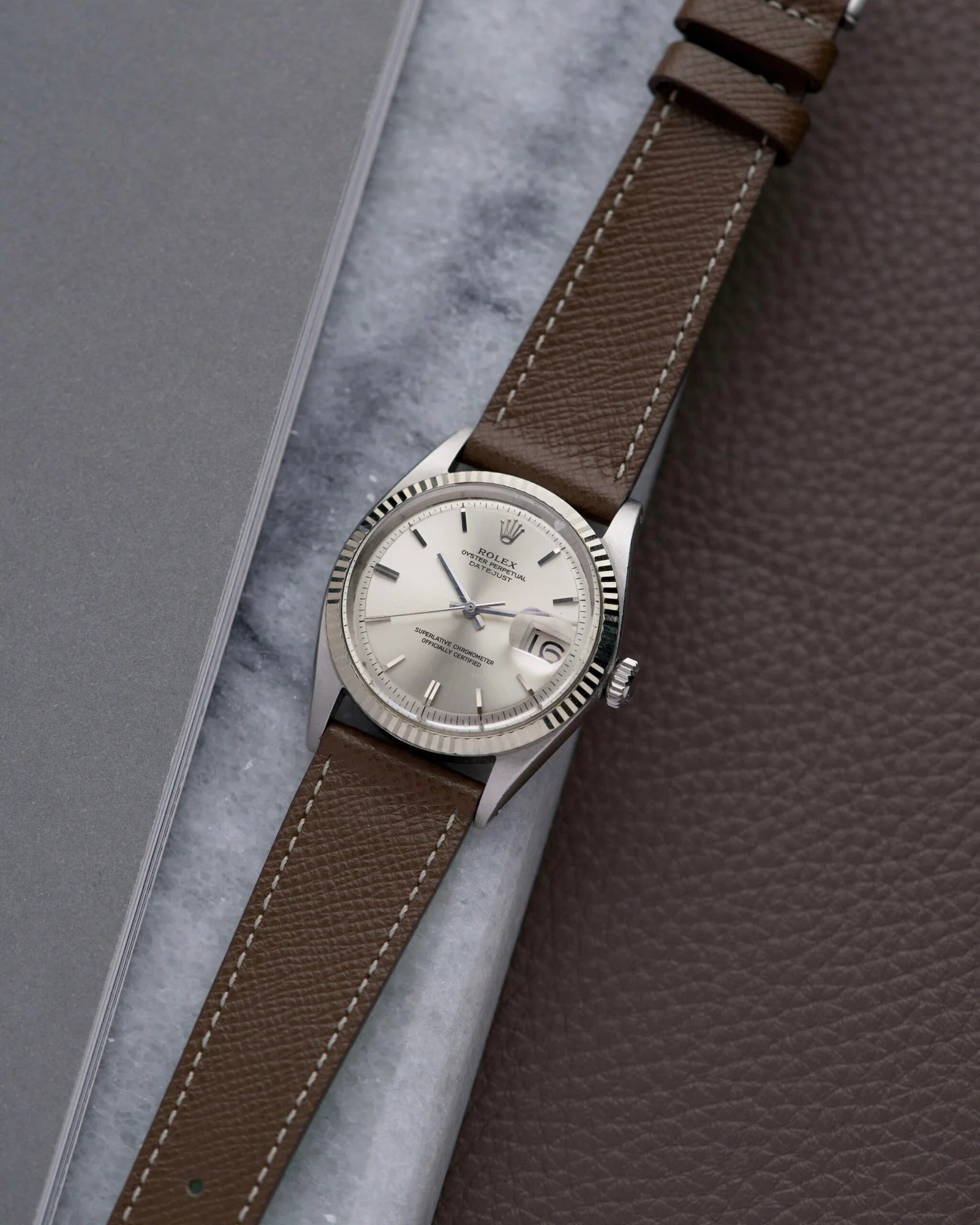 Cinturino in Pelle Saffiano Grigio "Capri"