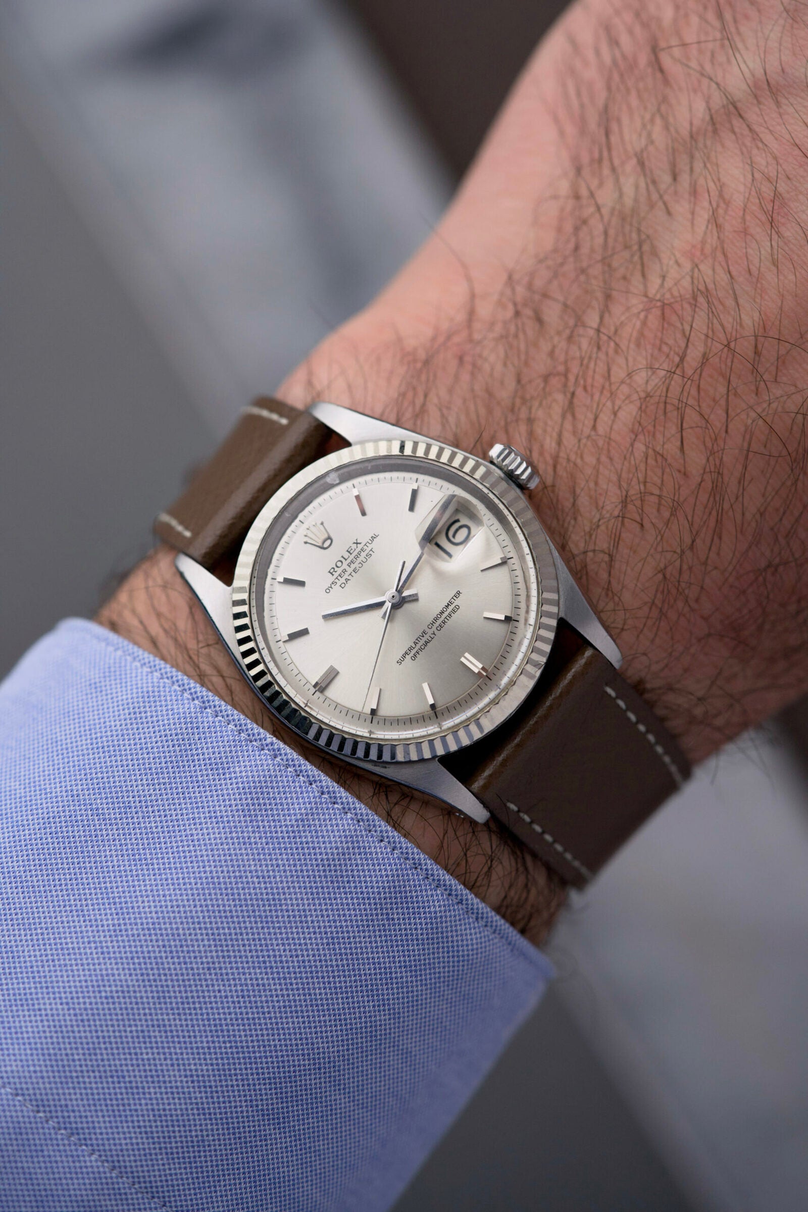 Cinturino in Pelle Saffiano Grigio "Capri"