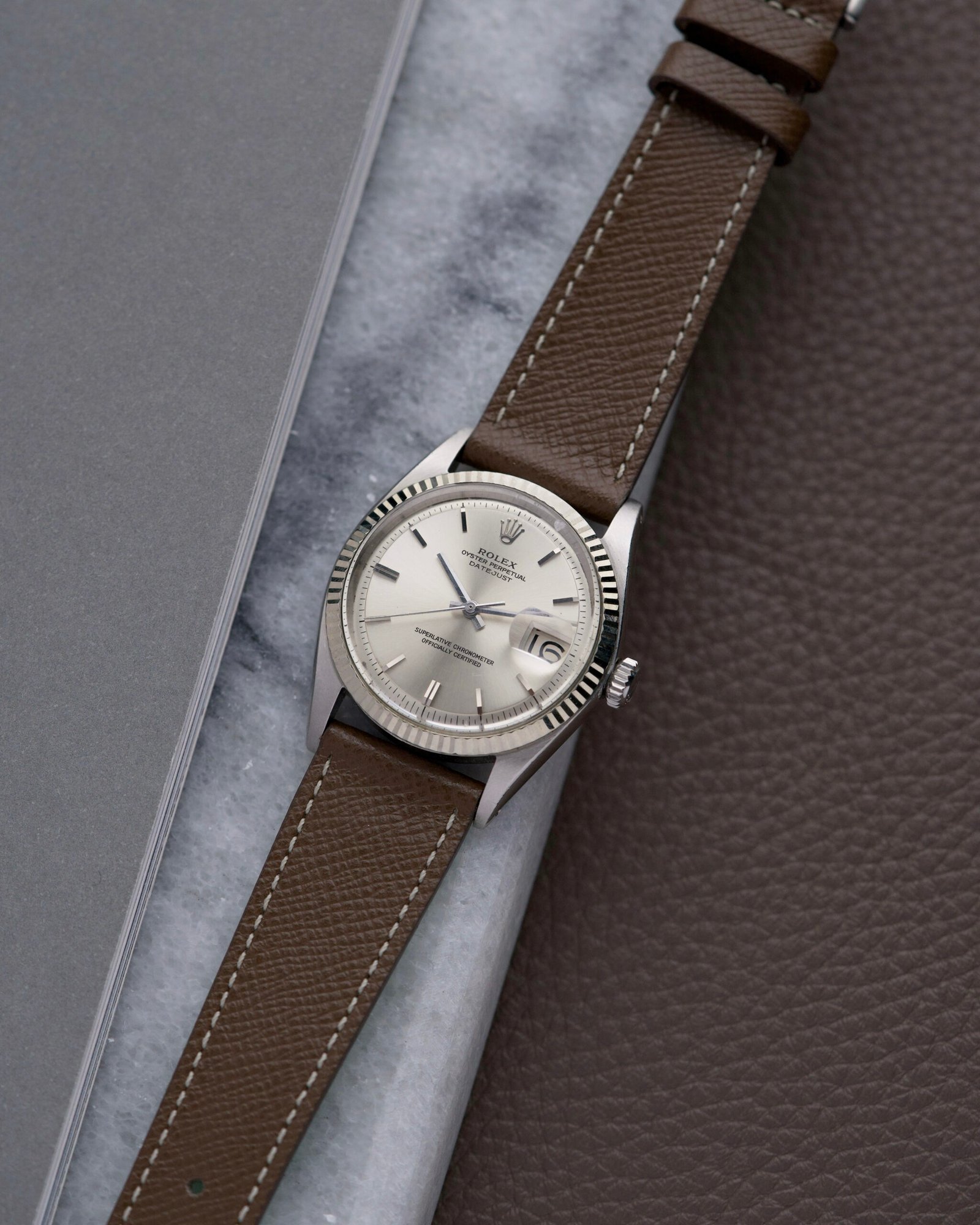 Cinturino in Pelle Saffiano Grigio "Capri"