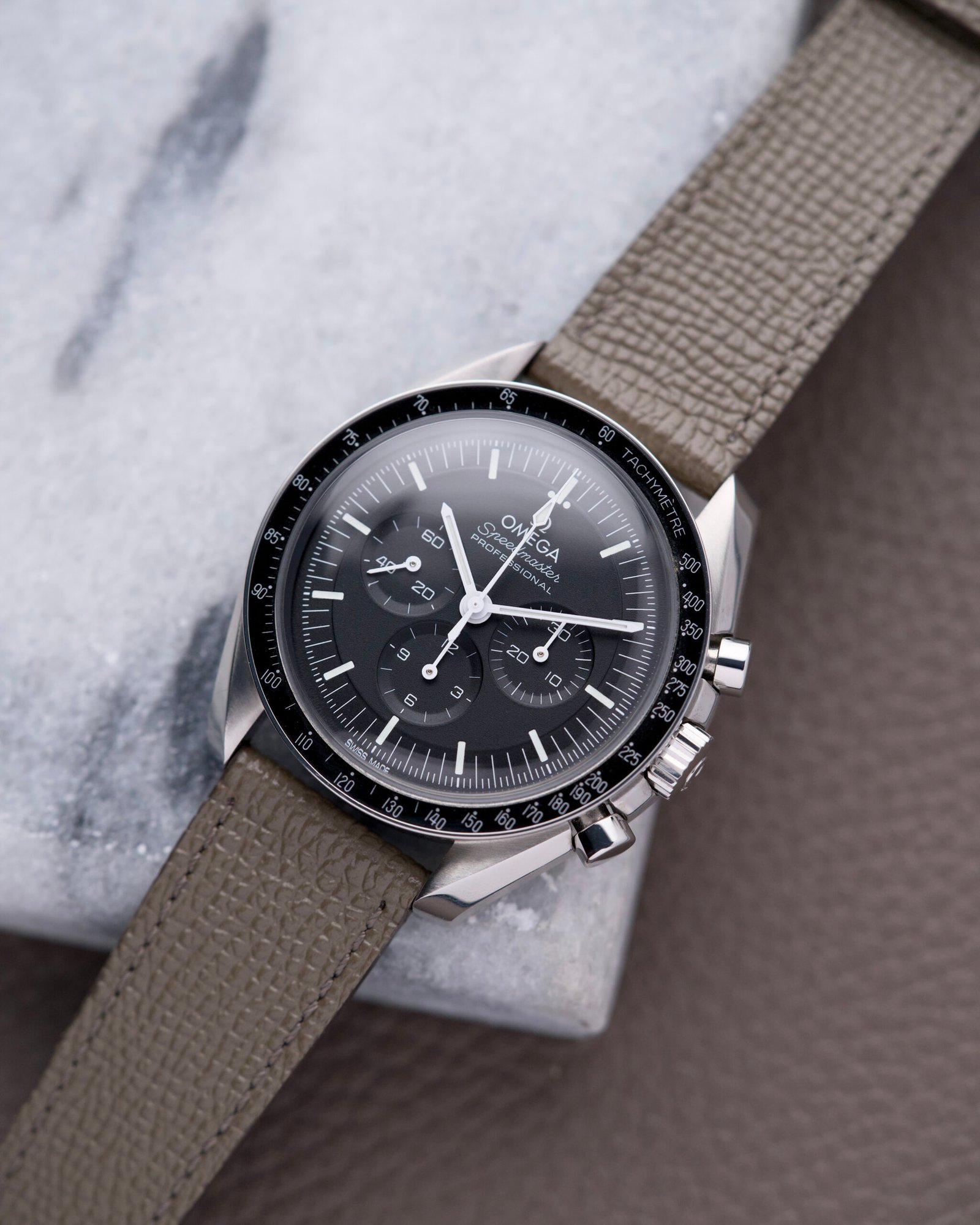 Cinturino in Pelle Martellata Grigio "Milano"