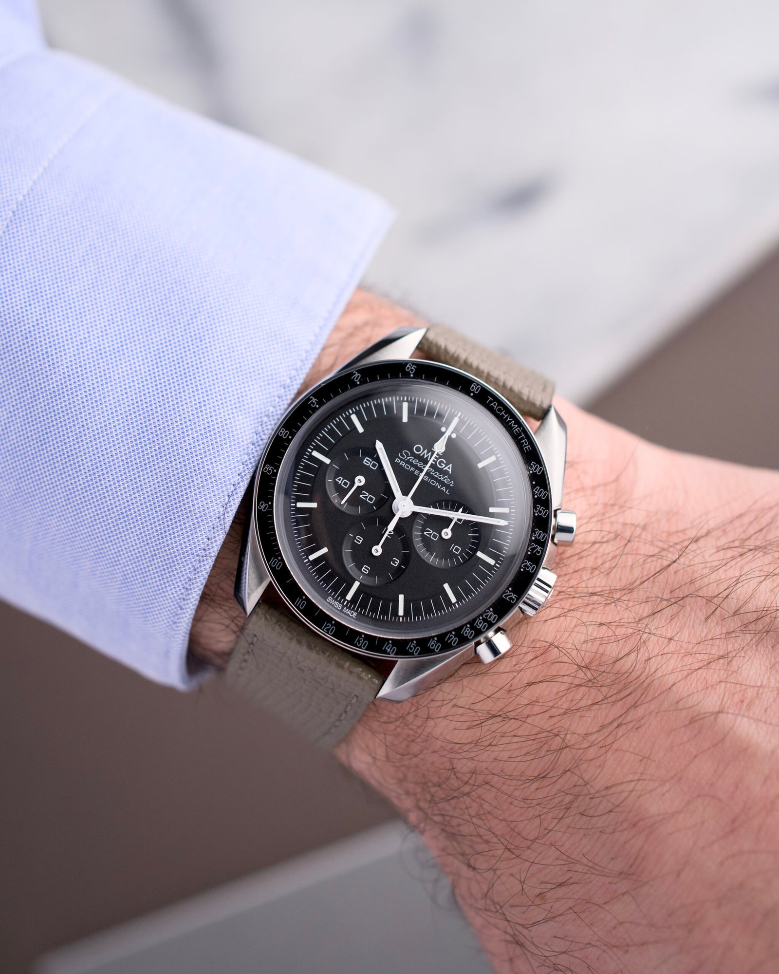 Cinturino in Pelle Martellata Grigio "Milano"