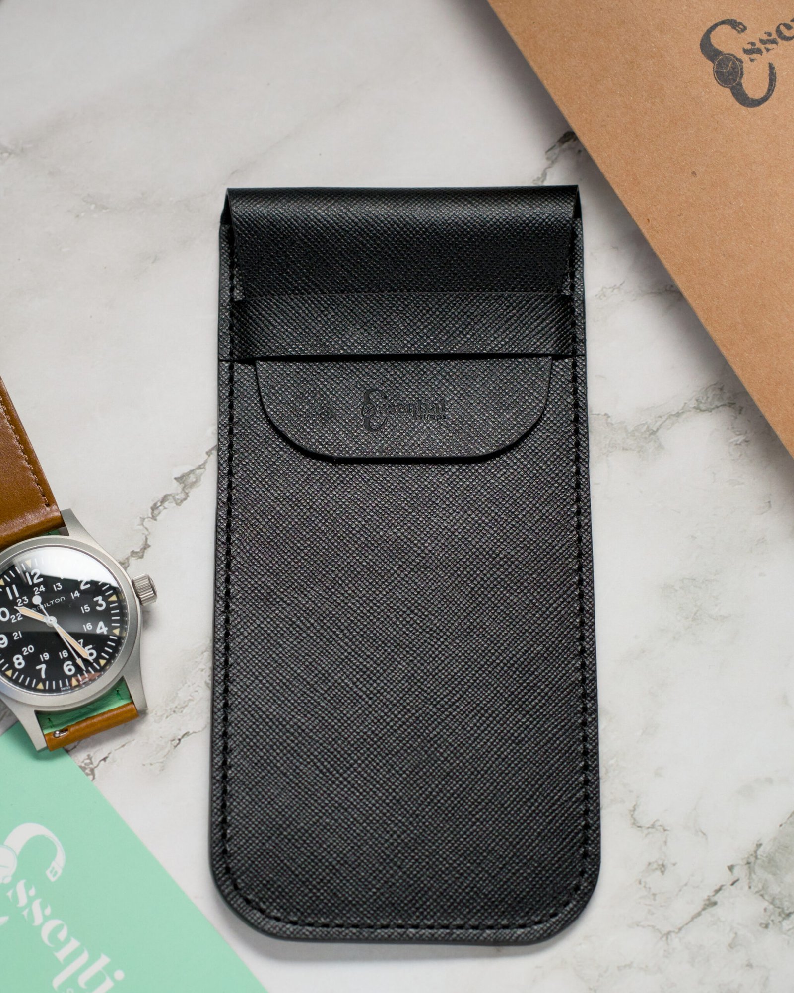 Pochette in Pelle Saffiano – Nero